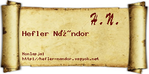 Hefler Nándor névjegykártya